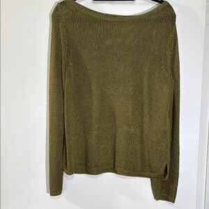 Banana Republic Olive Green Sweater Linen/Cotton Lightweight Long Sleeve Knit Lg